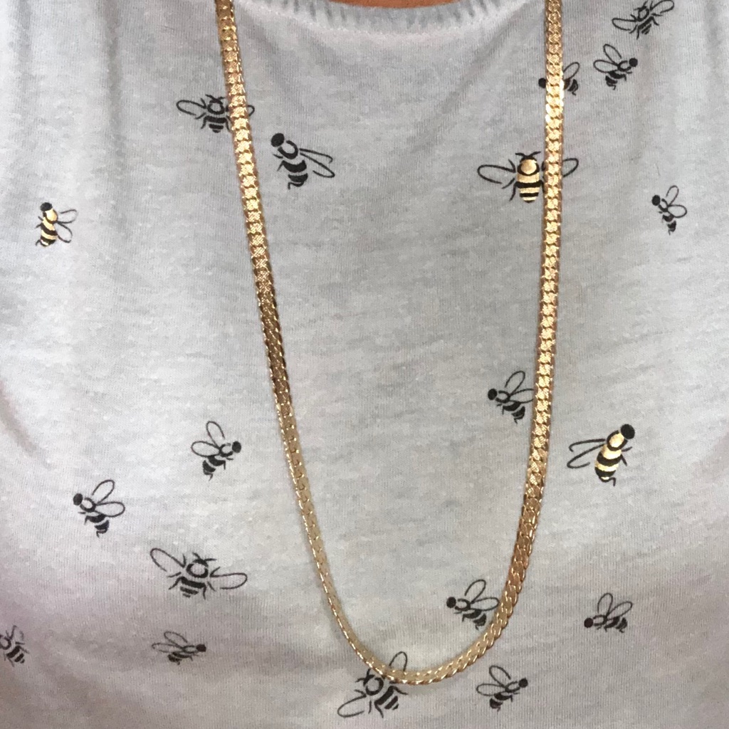 Vintage Gold Tone Flat Chain Necklace 30 Vintage Gold Tone Flat Chain Necklace 30